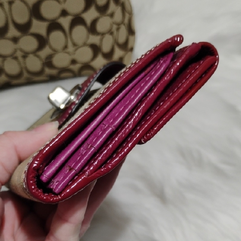 SALE! Auth Coach Tan/Mauve Signature Shoulder Bag & Wallet Vintage Bundle - Picture 5 of 16